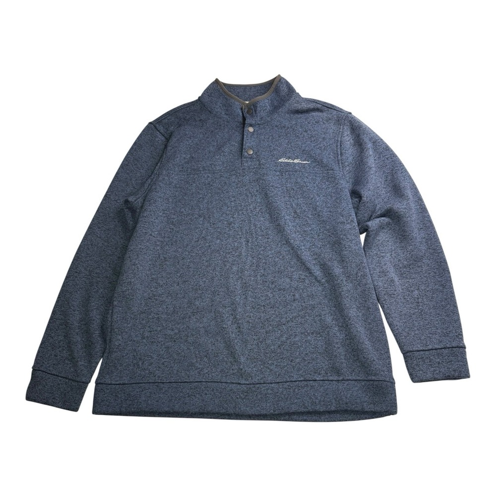 Eddie Bauer Men's XL Radiator Fleece Snap Mock Pullover Blue Marl 1326578